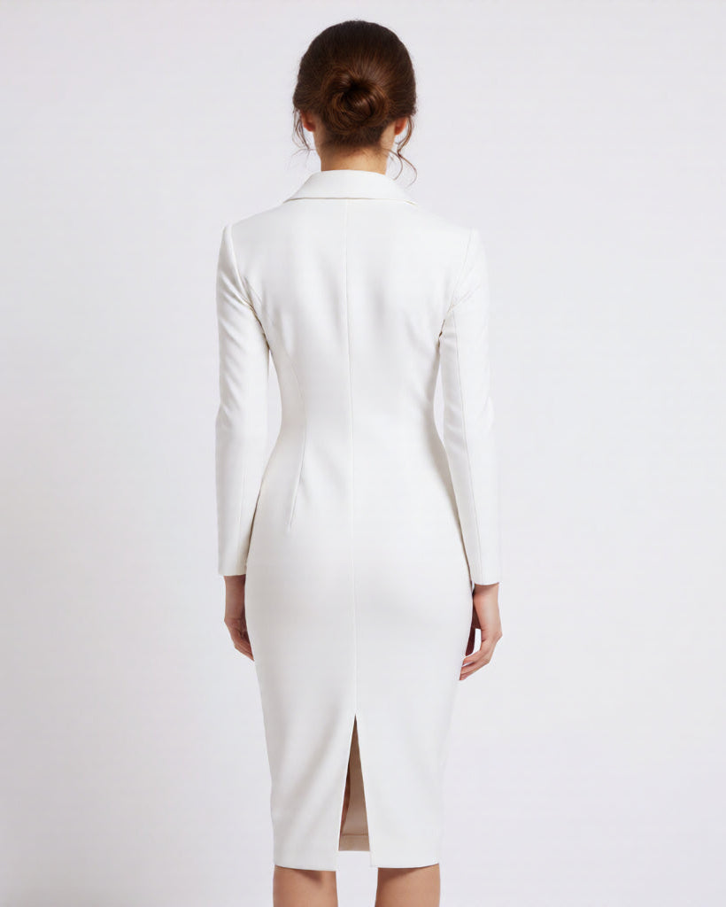 Ella | Sophisticated Black Fitted Midi Dress