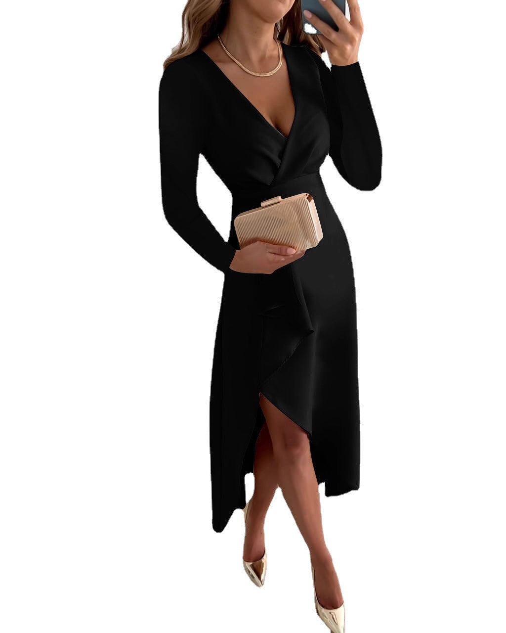 Mia | Elegant Asymmetric Midi Dress for Wedding Guests