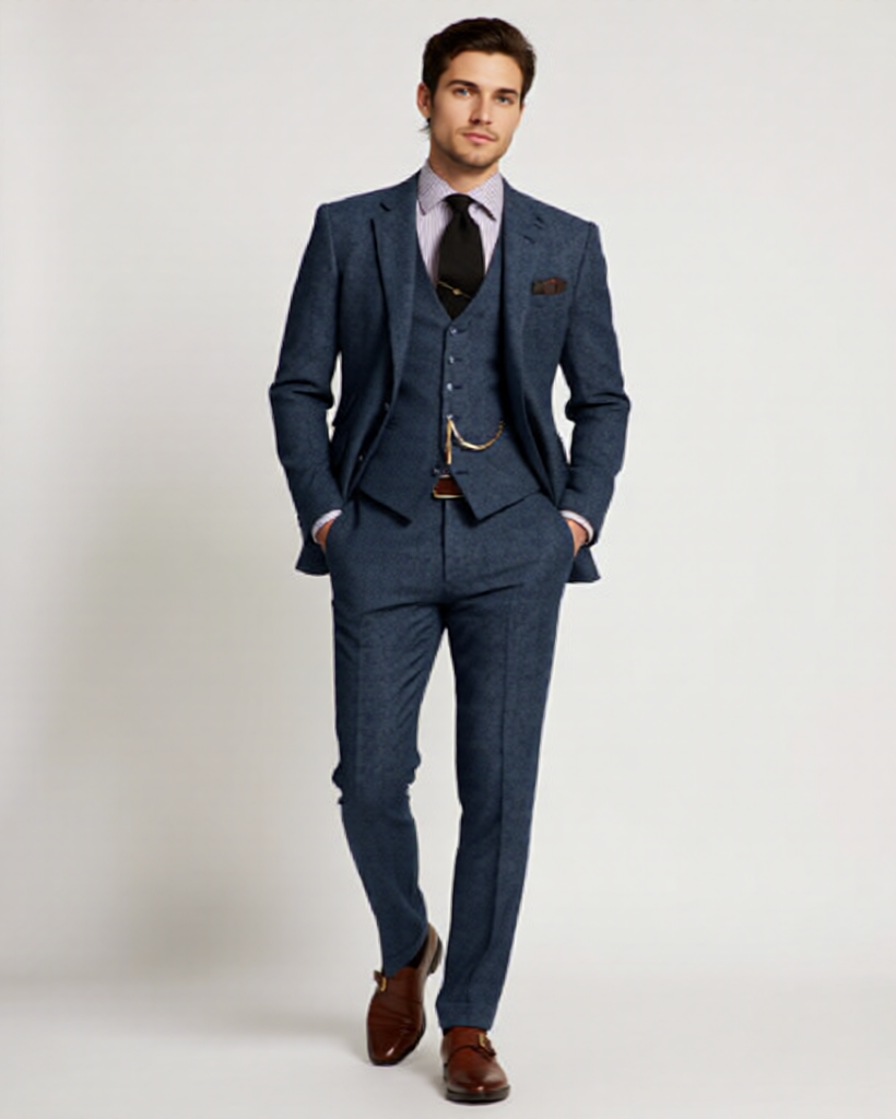 Ethan | Classic Elegant Three-Piece Tweed Tuxedo Set