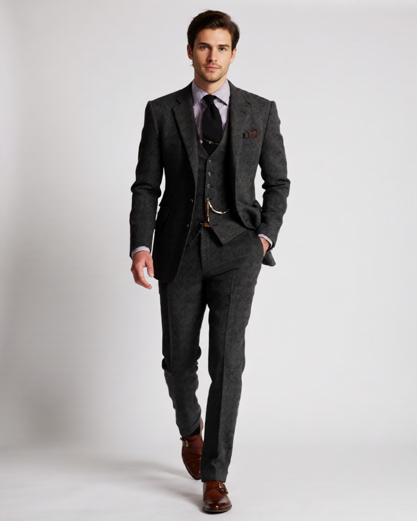 Ethan | Classic Elegant Three-Piece Tweed Tuxedo Set