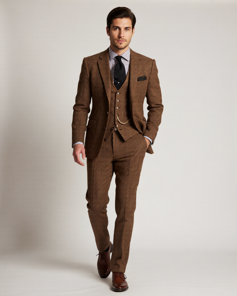 Ethan | Classic Elegant Three-Piece Tweed Tuxedo Set