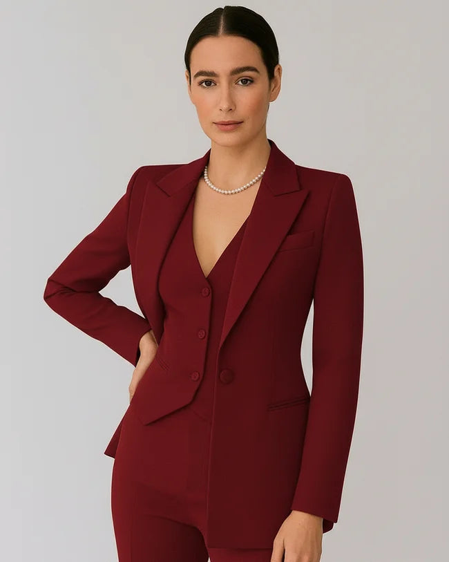 Mia | Elegant Tailored Women's Suit Set with Blazer, Vest, and Slim-Fit Trousers