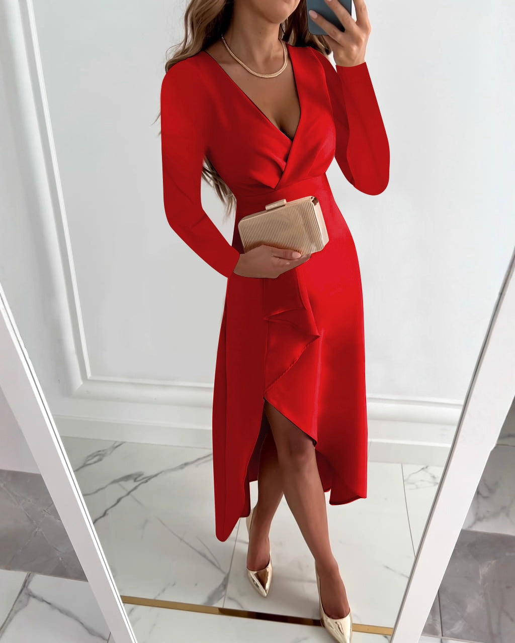 Mia | Elegant Asymmetric Midi Dress for Wedding Guests